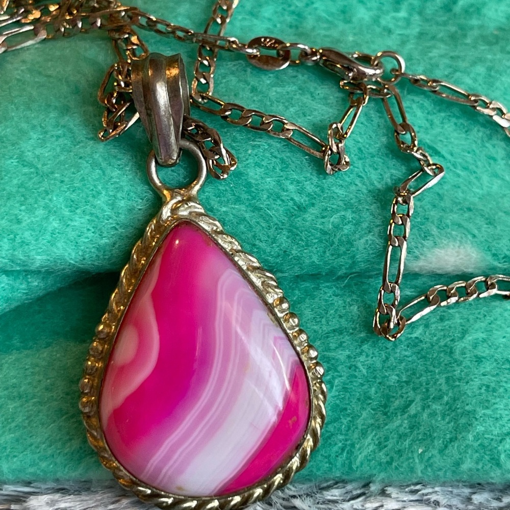 Sterling silver Botswana agate necklace Artisan India supports changing times